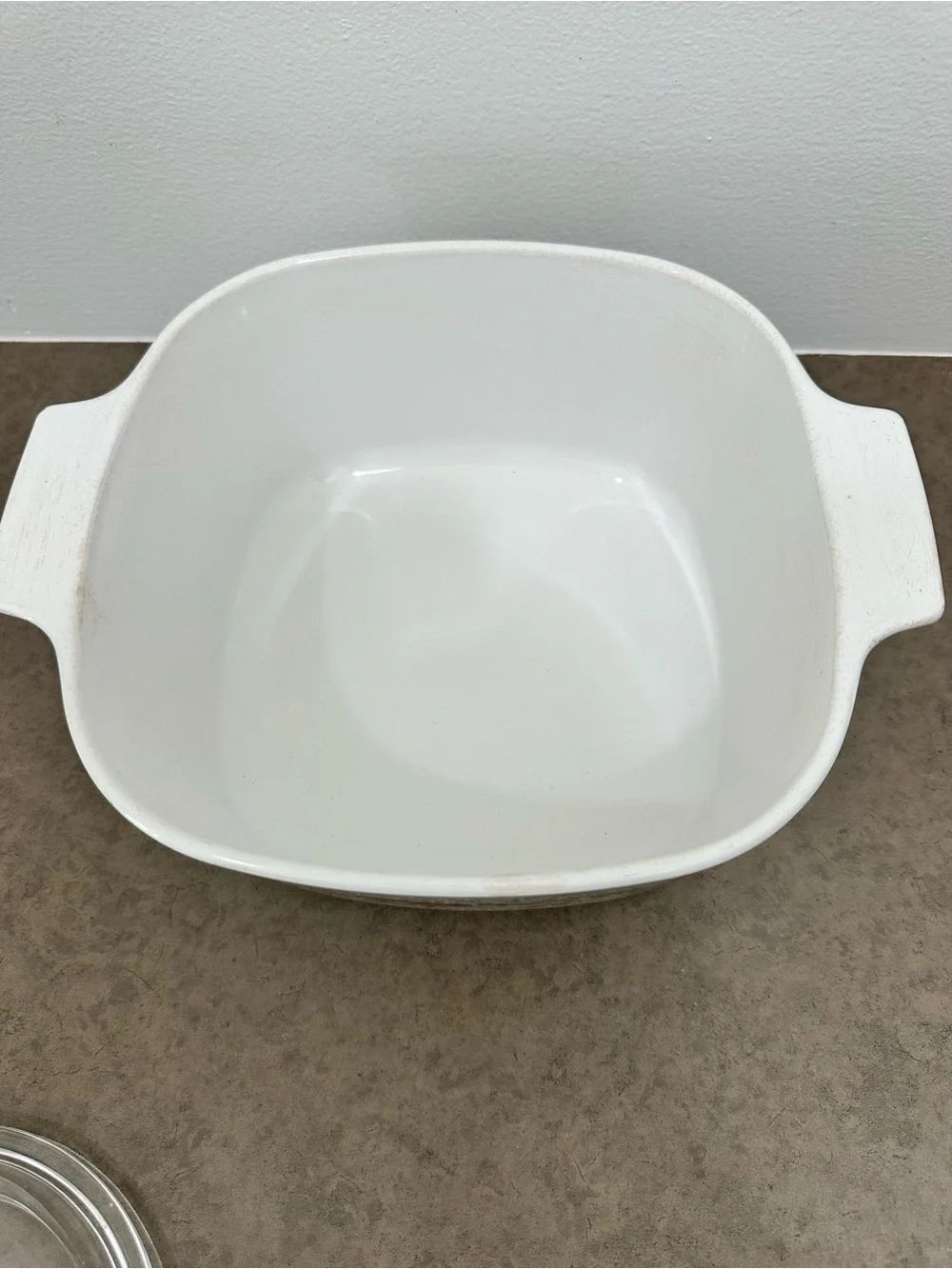 Vintage L’Echalote La Marjolaine White Casserole Dish Glass Lid CorningWare 3 qt